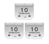 TRAH 10# Detachable Pet Dog Grooming Ceramic Blades,Compatible with Andis Dog Clippers,Most A5, KM Series Clippers,Detachable Ceramic Blade,Size-10#, 1/16-Inch Cut Length (1.5mm) Silver,3 Packs