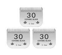 TRAH 30# Detachable Pet Dog Grooming Ceramic Blades,Compatible with Andis Dog Clippers,Most A5, KM Series Clippers,Detachable Ceramic Blade,Size-30#, 1/50-Inch Cut Length (0.5mm) Silver,3 Packs