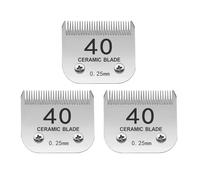 TRAH 40# Detachable Pet Dog Grooming Ceramic Blades,Compatible with Andis Dog Clippers,Most A5, KM Series Clippers,Detachable Ceramic Blade,Size-40#, 1/100-Inch Cut Length (0.25mm) Silver,3 Packs