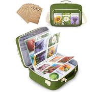 Trahzia Seed Storage Organizer Binder with 20 PCS Reusable Seed Envelopes - 30 Pack Sheet Protectors Holds 120 Packets Envelopes, Seed Saving Bag for Garden Planner, Green