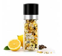 TraiHuyan Lemon Pepper Salt Grinder 80g - Citrus & Black Pepper Seasoning with Adjustable Grinder, Suitable for Chicken, Fish, Steak, Salad & BBQ