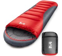 Trail Alpine 400 Sleeping Bag with Hood, 4 Season, Single Adult, Red