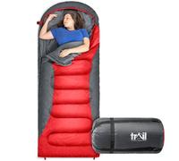 Trail Alpine 400 XL Sleeping Bag with Hood, 230cm x 100cm, Red