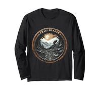 Trail Blazer Mountain Biker on Rocky Path Long Sleeve T-Shirt