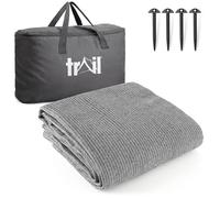 Trail Breathable Awning Carpet for Campervans, Tents & Shelters - Heavy-Duty HDPE Groundsheet Flooring for Grass & Ground Protection, 0.5cm Thick, with Metal Eyelets, 4 x Pegs & Bag (250cm x 450cm)