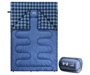Trail Cotton Double Sleeping Bag Luxury Flannel Lined 3 to 4 Season with Bag