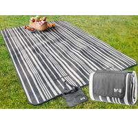 Trail Extra Large Picnic Blanket, Soft Fleece Rug, Waterproof Backing, Foam Insulation, Fleecy Top, Parasol Slit, Peg Points, Cover with Strap, Portable Camping Garden Beach Mat (Grey / 3m x 2m)