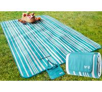 Trail Extra Large Picnic Blanket, Soft Fleece Rug, Waterproof Backing, Foam Insulation, Fleecy Top, Parasol Slit, Peg Points, Cover with Strap, Portable Camping Garden Beach Mat (Turquoise / 3m x 2m)