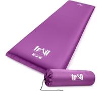 Trail Extra Wide Self Inflating Sleeping Mat for Camping (L186cm x W65cm), Extra Thick 10cm Memory Foam Core, Lightweight Inflatable Outdoor Sleeping Mattress, Roll Straps & Storage Bag (Purple)
