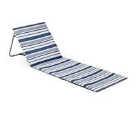 Trail Folding Beach Mat with Backrest, Navy Blue Stripe