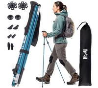 Trail Folding Walking Poles 2 Pack - Lightweight Aluminium Trekking & Hiking Sticks, Adjustable Fliplock Design, Tungsten Tips with Mud, Snow, Rubber & Boot Attachments for All Terrains, 120-135cm