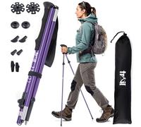 Trail Folding Walking Poles 2 Pack - Lightweight Aluminium Trekking & Hiking Sticks, Adjustable Fliplock Design, Tungsten Tips with Mud, Snow, Rubber & Boot Attachments for All Terrains, 120-135cm