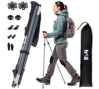 Trail Folding Walking Poles 2 Pack - Lightweight Aluminium Trekking & Hiking Sticks, Adjustable Fliplock Design, Tungsten Tips with Mud, Snow, Rubber & Boot Attachments for All Terrains, 120-135cm