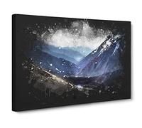 Trail In The Annapurna Circuit Nepal Paint Splash Canvas Print | Gallery Wrapped 30mm Frame Wall Art | 30x20 inches | Ready to Hang | Modern Landscape Picture | Living Room Bedroom Lounge Office