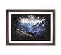 Trail in The Annapurna Circuit Nepal Paint Splash Framed Print | A2 Walnut Framed Wall Art | Ready to Hang | Modern Nature Picture | Living Room Bedroom Lounge Office