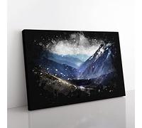 Trail In The Annapurna Circuit Nepal Paint Splash Modern Art Canvas Wall Art Print Ready to Hang, Framed Picture for Living Room Bedroom Home Office Décor, 50x35 cm (20x14 Inch)