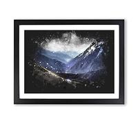 Trail In The Annapurna Circuit Nepal Paint Splash Modern Art Framed Print | A4 Black Framed Wall Art | Ready to Hang | Modern Nature Picture | Living Room Bedroom Lounge Office