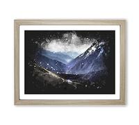 Trail In The Annapurna Circuit Nepal Paint Splash Modern Art Framed Print | A4 Oak Framed Wall Art | Ready to Hang | Modern Nature Picture | Living Room Bedroom Lounge Office