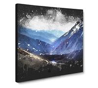 Trail in the Annapurna Circuit Nepal Paint Splash Modern Canvas Wall Art Print Ready to Hang, Framed Picture for Living Room Bedroom Home Office Décor, 14x14 Inch (35x35 cm)