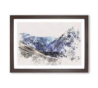 Trail in The Annapurna Circuit Nepal Watercolour Framed Print | A2 Walnut Framed Wall Art | Ready to Hang | Modern Historical Picture | Living Room Bedroom Lounge Office