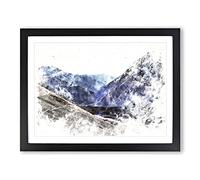 Trail In The Annapurna Circuit Nepal Watercolour Modern Framed Print | A2 Black Framed Wall Art | Ready to Hang | Modern Historical Picture | Living Room Bedroom Lounge Office
