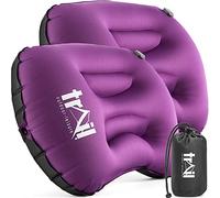 Trail Inflatable Camping Pillow Oversized Ultralight Travel Cushion Neck Lumbar Support with Strap and Bag (2 x Purple Pillows)