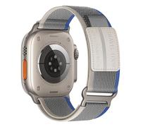 Trail Loop for Apple Watch Ultra/2 Straps 49mm 46mm 44mm 45mm 42mm 41mm 40mm 38mm iWatch Strap Men/Women,Nylon Sport Strap for Apple Watch Series 10 Strap 9 8 7 6 5 4 3 SE/2,Blue Grey/Leather