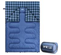 Trail Luxury Double Sleeping Bag, Cotton Flannel Lined, Double Layer Fill, 3 to 4 Season, Envelope Sleeping Bag with Compact Compression Bag, 2 x Adult, 220cm x 150cm (300gsm)