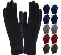 Trail maker 10 Pairs Bulk Adults Magic Winter Gloves, Warm Stretchy Knit Gloves for Teens, Women, Men Wholesale Winter Gloves (5 Colour Pack)