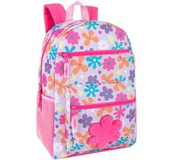 Trail maker 17” Kids Character School Backpacks Plush for Girls with Side Pockets, Padded Straps, Plush Floral Frenzy, Large, Casual (Plush Floral Frenzy)