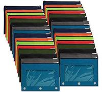 Trail maker 25 Packs - 3 Ring Canvas Cloth Pencil Pouches in Bulk Assorted Color Bundles
