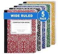 Trail maker 5 Pack Composition Notebooks Colored, Wide Ruled Marble Cover, 200 Pages (100 Sheets), 9.75 x 7.25, Bulk School Supplies for Classroom, Office & School Donations