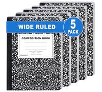 Trail maker 5 Pack Composition Notebooks, Wide Ruled Marble Cover, 200 Pages (100 Sheets), 9.75 x 7.25, Bulk School Supplies for Classroom, Office & School Donations