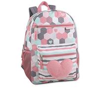 Trail maker Girl's Backpack With Plush Applique And Multiple Pockets - Colorful Backpacks for Girls, Women (Plush Hearts)