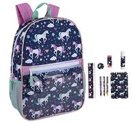 Trail maker Girls School Backpacks with School Supplies for Kids Included | 9 in 1 Backpack and School Supplies Bundle for Girls (Prancing Unicorns)