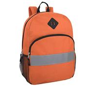 Trail maker Kids Reflective Backpack for School, Colourful Backpack with Reflector Strips, Side Pocket, Padded Straps (Orange)