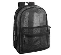 Trail maker Transparent Mesh Backpack for School, Beach, and Travel, with Padded Shoulder Straps (Black)