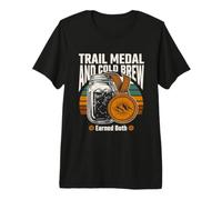 Trail Medal and Cold Brew Earned Both Running Premium T-Shirt