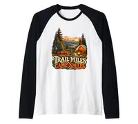 Trail Miles Camp Smiles Backpacking Mountain Camping Raglan Baseball Tee