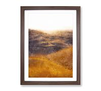 Trail On The Desert Painting Modern Framed Print | A4 Walnut Framed Wall Art | Ready to Hang | Modern Landscape Picture | Living Room Bedroom Lounge Office