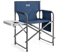 Trail Outdoor Leisure Folding Directors Chair With Side Table in Blue Trail Outdoor Leisure Blue