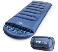 Trail Outdoor Leisure Luxury Flannel Lined Cotton Sleeping Bag - Single Navy
