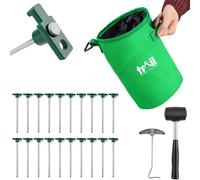 Trail Outdoor Leisure Trail 20pc Hard Ground Tent Pegs Heavy Duty with Mallet Peg Extractor & Bag Trail Outdoor Leisure Multicolor