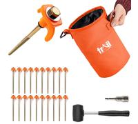 Trail Outdoor Leisure Trail 20pc Screw Tent Pegs Hard Stony Ground with Mallet Peg Extractor & Bag Trail Outdoor Leisure Multicolor