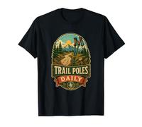 Trail Poles Daily Mountain Route Nordic Walking T-Shirt