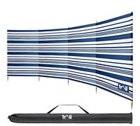 Trail Premium Wooden Windbreak, 5 Pole, 3.6m x 1.3m, Blue & White Stripe