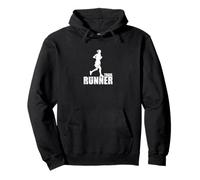 Trail Runner Silhouette Mountain Landscape Pullover Hoodie