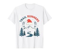 Trail Runners Christmas Santa Hat Mountain Snowflakes T-Shirt