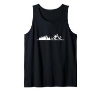 Trail Running Silhouette Forest Mountains Sun Tank Top