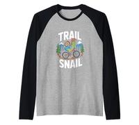 Trail Snail Mountain Biking Funny Cycling Lover Raglan Baseball Tee